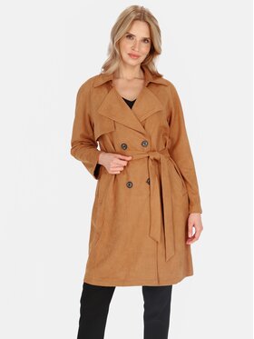 Perso Perso Płaszcz przejściowy BLE252325F Brązowy Regular Fit