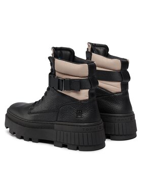 Tommy Hilfiger Pohodni čevlji Th Elevated Chunky Lth Bkle Boot FM0FM04909 Črna