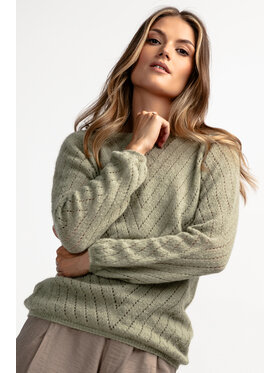 Fobya Fobya Sweter F1894 Zielony Basic Fit