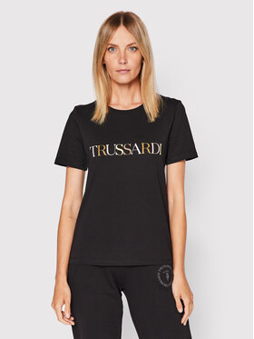 Trussardi Trussardi T-Shirt Logo 56T00507 Czarny Regular Fit
