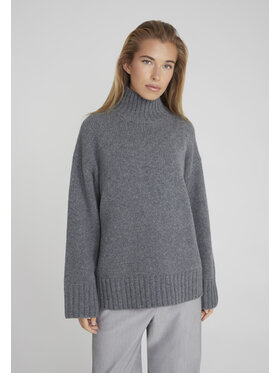Style Republic Style Republic Golf Sweter o kroju oversize typu boxy, z mieszanki kaszmiru i wełny Szary ciemny Boxy Fit