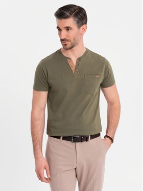 Ombre Ombre T-Shirt OM-TSCT-0206 Zielony Regular Fit