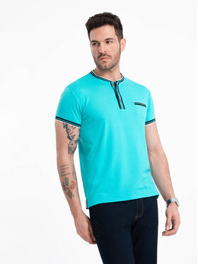 Ombre Ombre T-Shirt OM-TSCT-0175 Tyrkysová Casual Fit
