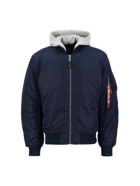 Alpha Industries Alpha Industries Kurtka bomber MA-1 Zip Hood Back Embroidery Bomber Jacket Granatowy Regular Fit