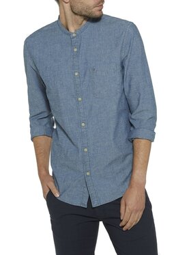Wrangler Wrangler Camicia 1PKT GRANDAD SHIRT Blu Slim Fit