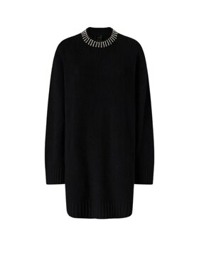 PINKO PINKO Sukienka dzianinowa Ask abito blend con strass Czarny Oversize