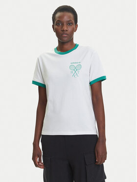 adidas adidas T-krekls Retro Tennis JY0276 Balts Regular Fit