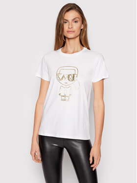 KARL LAGERFELD KARL LAGERFELD T-Shirt Ikonik Art Deco 216W1705 Biały Regular Fit