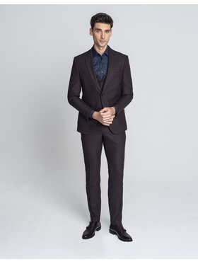 Borgio Borgio Spodnie garniturowe foresta Bordowy Super Slim Fit