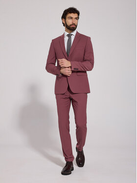 VILLARO VILLARO Garnitur GAR152VIM Bordowy Slim Fit