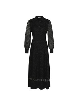 Tommy Hilfiger Tommy Hilfiger Sukienka SUKIENKA MESH EMB F&F Czarny Regular Fit