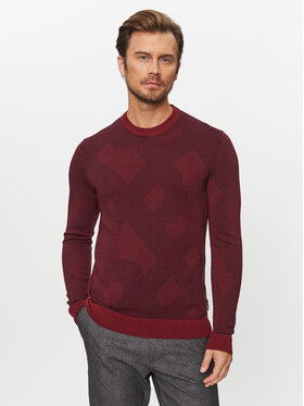 BOSS Boss Sweater Motivo DARK RED Bordó Regular Fit