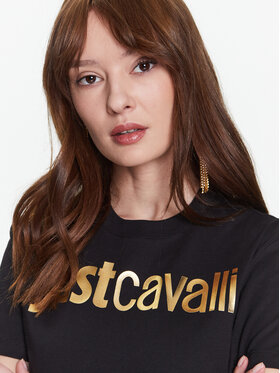 Just Cavalli Majica 74PBHF00 Črna Regular Fit