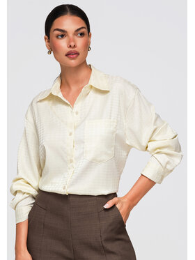 Ombre Ombre Koszula OW-SH-E0056 Kremowy Oversize