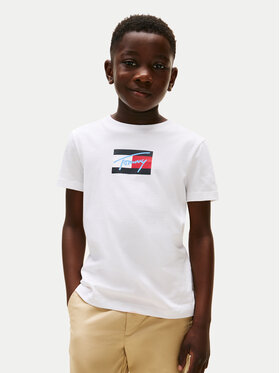Tommy Hilfiger Tommy Hilfiger T-Shirt Script Flag KB0KB09725 Biały Regular Fit