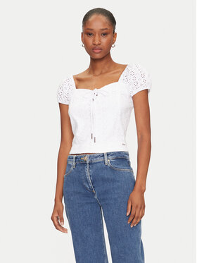 Guess Guess Блузка W5GP13 KCVA1 Білий Slim Fit
