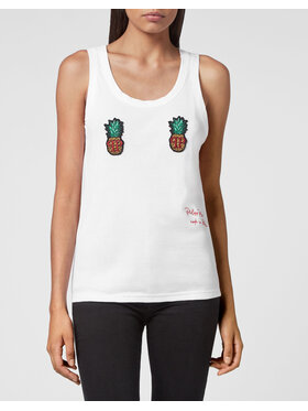 PHILIPP PLEIN PHILIPP PLEIN Tank top 30429 Biały Skin Tight Fit