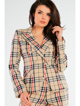 Awama Awama Marynarka A439 Beżowy Basic Fit