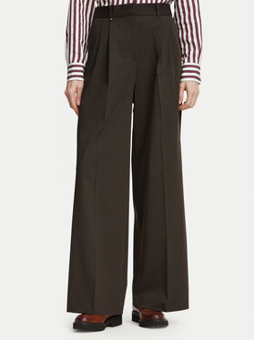 Tommy Hilfiger Tommy Hilfiger Kalhoty z materiálu Blend WW0WW51898 Hnědá Wide Leg