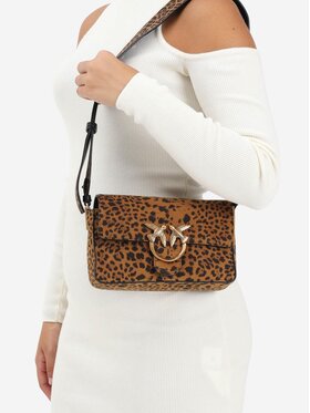 PINKO PINKO Borsa Love one slouchy mini mzzo bac stampa macula Marrone