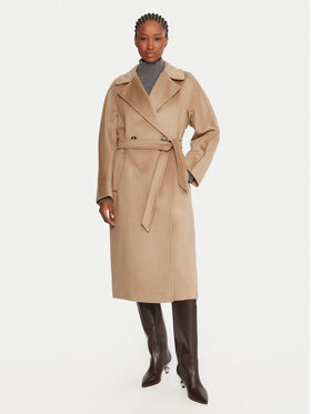 Weekend Max Mara Weekend Max Mara Vilnonis paltas Resina 2525016102 Smėlio Regular Fit