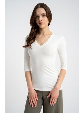 CLICK CLICK Bluzka 10-6827 Écru Slim Fit