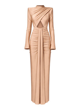 sax35th sax35th Sukienka wieczorowa AGATHE Beżowy Slim Fit