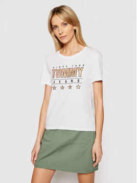 Tommy Jeans Tommy Jeans T-Shirt Metallic Tommy DW0DW10197 Λευκό Slim Fit