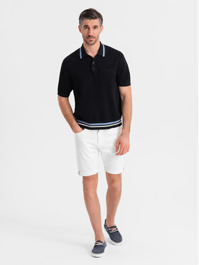 Ombre Ombre Szorty jeansowe OM-SRDS-0162 Biały Regular Fit