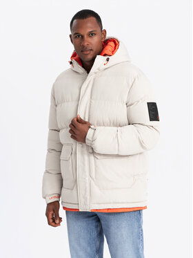 Ombre Ombre Kurtka puchowa OM-JAHP-0208 Beżowy Regular Fit