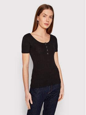 Pieces Pieces Bluzka Kitte 17101439 Czarny Slim Fit