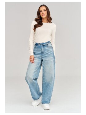 Makadamia Makadamia Jeansy C101 Niebieski Loose Fit
