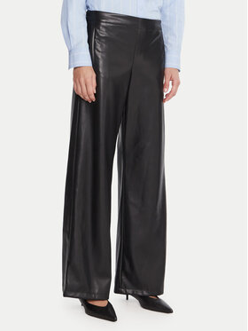 Marella Marella Панталони от имитация на кожа Anello 2525786062 Черен Wide Leg