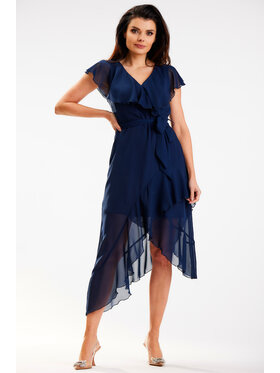 Awama Awama Sukienka letnia A574 Granatowy Basic Fit