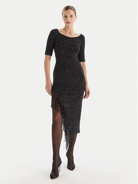 Simona Corsellini Simona Corsellini Коктейлна рокля A25CEABO5001 Черен Slim Fit
