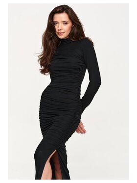 Makadamia Makadamia Sukienka codzienna M956 Czarny Fitted Fit