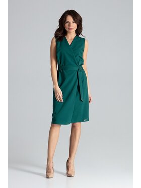 Lenitif Lenitif Sukienka L037 Zielony Regular Fit