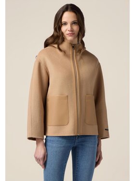 Oltre Oltre Płaszcz zimowy 0048J000086N012 Kremowy Boxy Fit