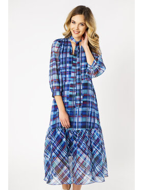QUIOSQUE QUIOSQUE Sukienka codzienna CHECKWOW DRESS Niebieski Regular Fit