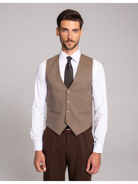 Borgio Borgio Kamizelka garniturowa livorno Brązowy Slim Fit