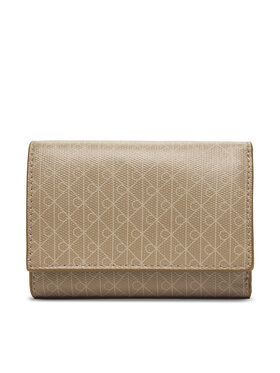 Calvin Klein Calvin Klein Portfel Emblem Aop Trifold W/ Zip Pocket LV04F1118G Beżowy