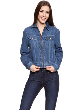 Lee Lee Kurtka damska RIDER CROPPED Niebieski Slim Fit