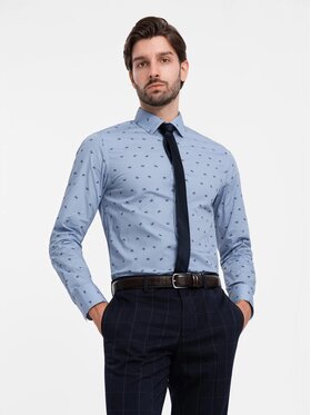 Ombre Ombre Koszula OM-SHCS-0156 Błękitny Regular Fit