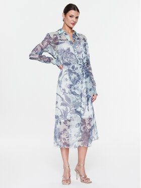 Guess Guess Rochie tip cămașă W3RK18 WDW52 Albastru celest Regular Fit