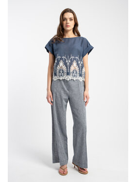 CLICK CLICK Spodnie materiałowe 30-401 Granatowy Relaxed Fit