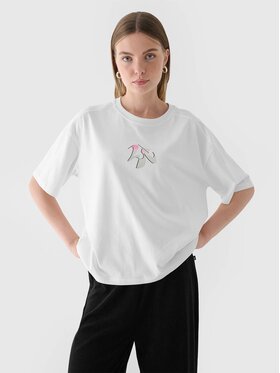 4F 4F T-Shirt 4FRAW24TTSHF2582-10S Biały Oversize