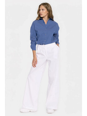 NIFE NIFE Kalhoty z materiálu SD141 Bílá Wide Leg
