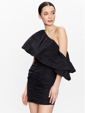 ROTATE ROTATE Kokteiļkleita Taft Pleated One RT2495 Melns Regular Fit