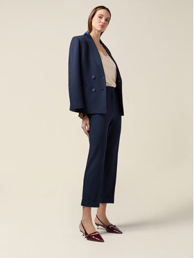 Oltre Oltre Pantaloni di tessuto P079R108899N034 Blu Cropp Fit