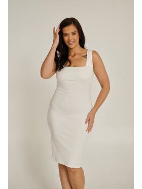 Nudyess Nudyess Sukienka dzianinowa Soho Mimi z prążka Écru Fitted Fit